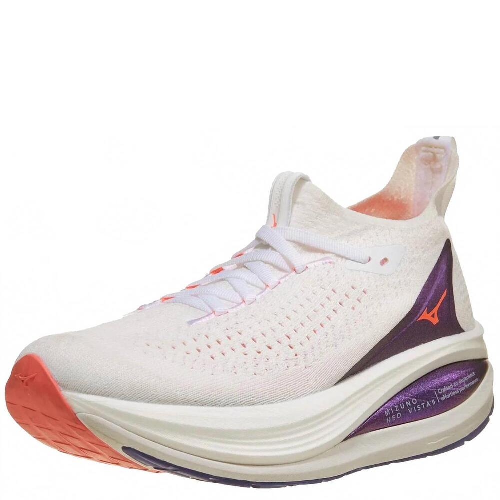 NEW MIZUNO women's neo vista 2 running shoes in white/striking coral